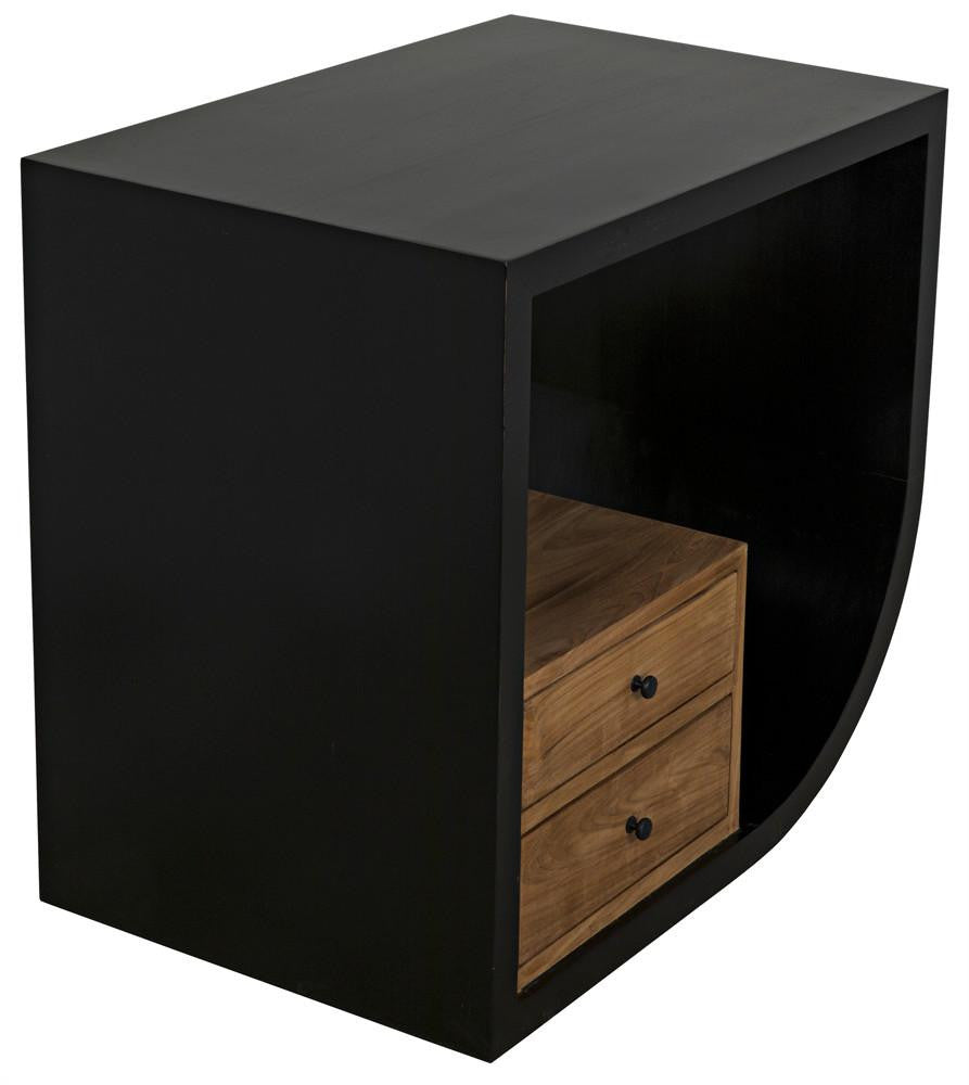 Noir Burton Side Table, Right-Format, 2-Drawer, Hand-Rubbed Black, 28"H (GTAB848HB-R YUU6013MT8)
