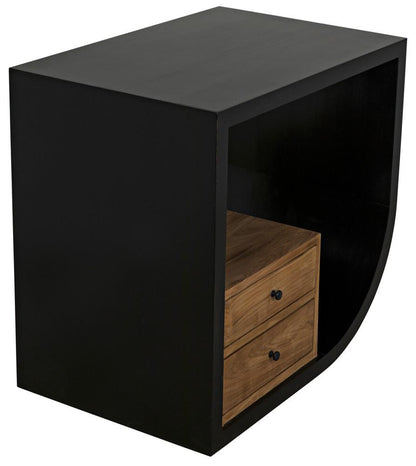 Noir Burton Side Table, Right-Format, 2-Drawer, Hand-Rubbed Black, 28"H (GTAB848HB-R YUU6013MT8)