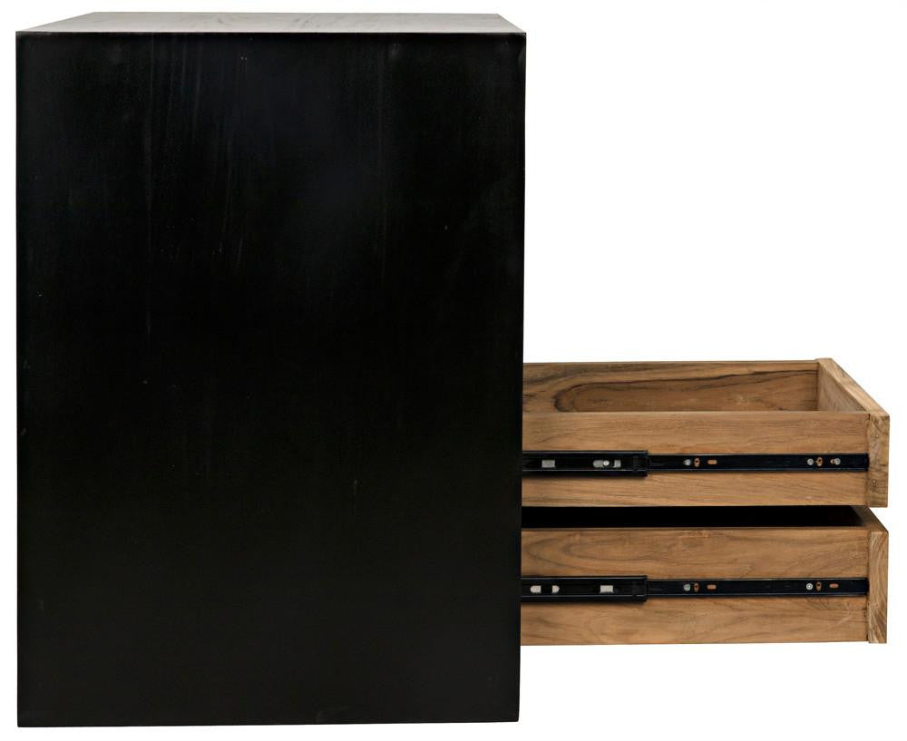 Noir Burton Side Table, Right-Format, 2-Drawer, Hand-Rubbed Black, 28"H (GTAB848HB-R YUU6013MT8)