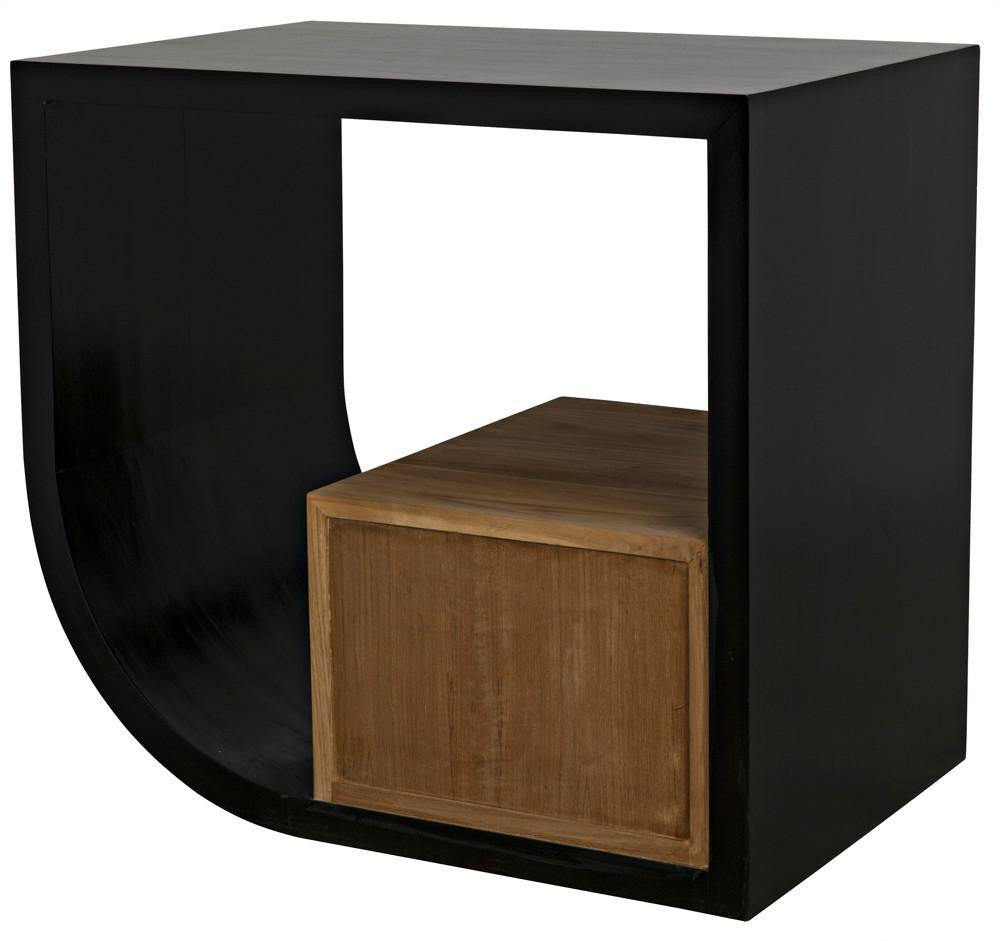 Noir Burton Side Table, Right-Format, 2-Drawer, Hand-Rubbed Black, 28"H (GTAB848HB-R YUU6013MT8)