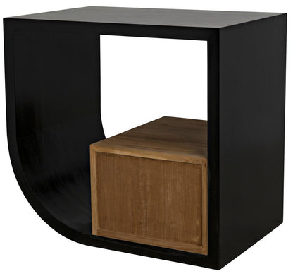 Noir Burton Side Table, Right-Format, 2-Drawer, Hand-Rubbed Black, 28"H (GTAB848HB-R YUU6013MT8)