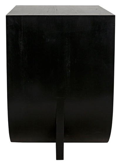 Noir Burton Side Table, Right-Format, 2-Drawer, Hand-Rubbed Black, 28"H (GTAB848HB-R YUU6013MT8)