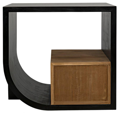 Noir Burton Side Table, Right-Format, 2-Drawer, Hand-Rubbed Black, 28"H (GTAB848HB-R YUU6013MT8)