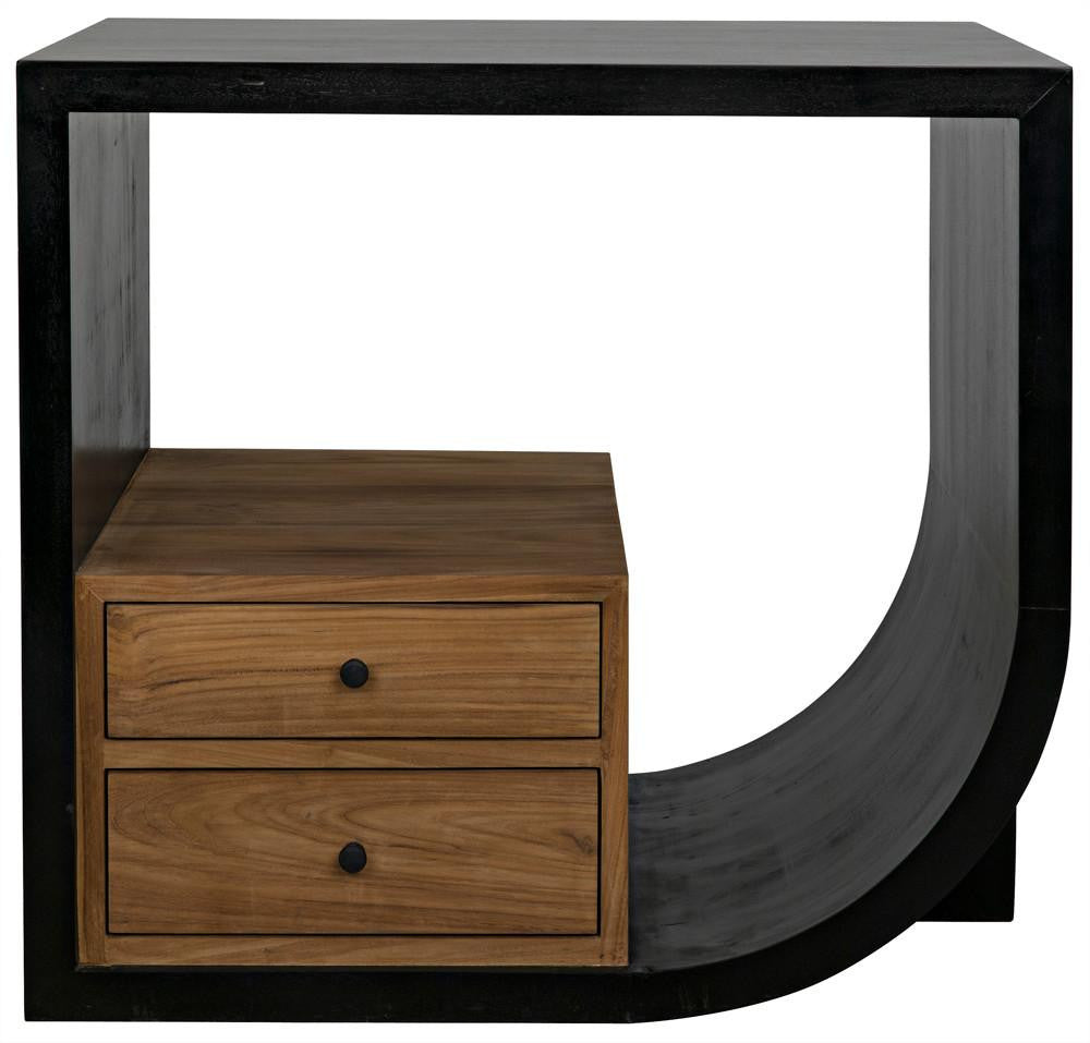 Noir Burton Side Table, Right-Format, 2-Drawer, Hand-Rubbed Black, 28"H (GTAB848HB-R YUU6013MT8)