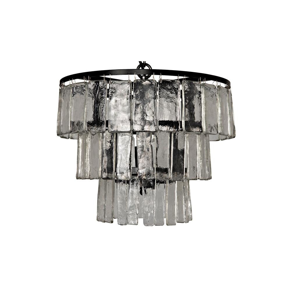 Noir Carnegie Chandelier, 4-Light, Matte Black, Handblown Glass, 16"W (LAMP684S YUU6013GVF)