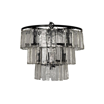 Noir Carnegie Chandelier, 4-Light, Matte Black, Handblown Glass, 16"W (LAMP684S YUU6013GVF)