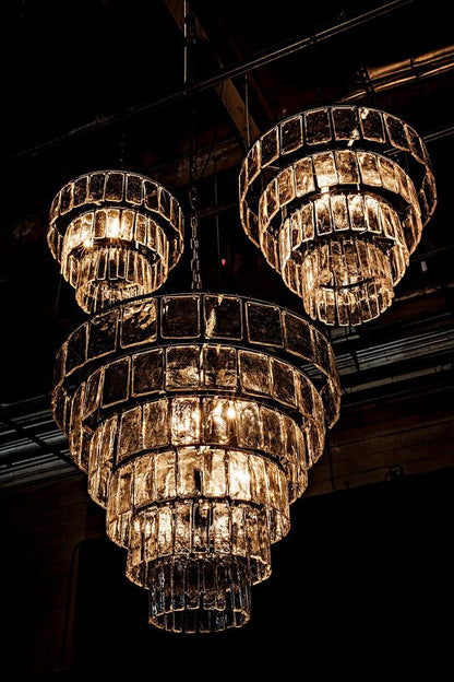 Noir Carnegie Chandelier, 4-Light, Matte Black, Handblown Glass, 16"W (LAMP684S YUU6013GVF)