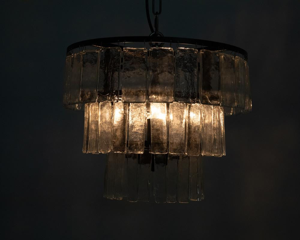 Noir Carnegie Chandelier, 4-Light, Matte Black, Handblown Glass, 16"W (LAMP684S YUU6013GVF)