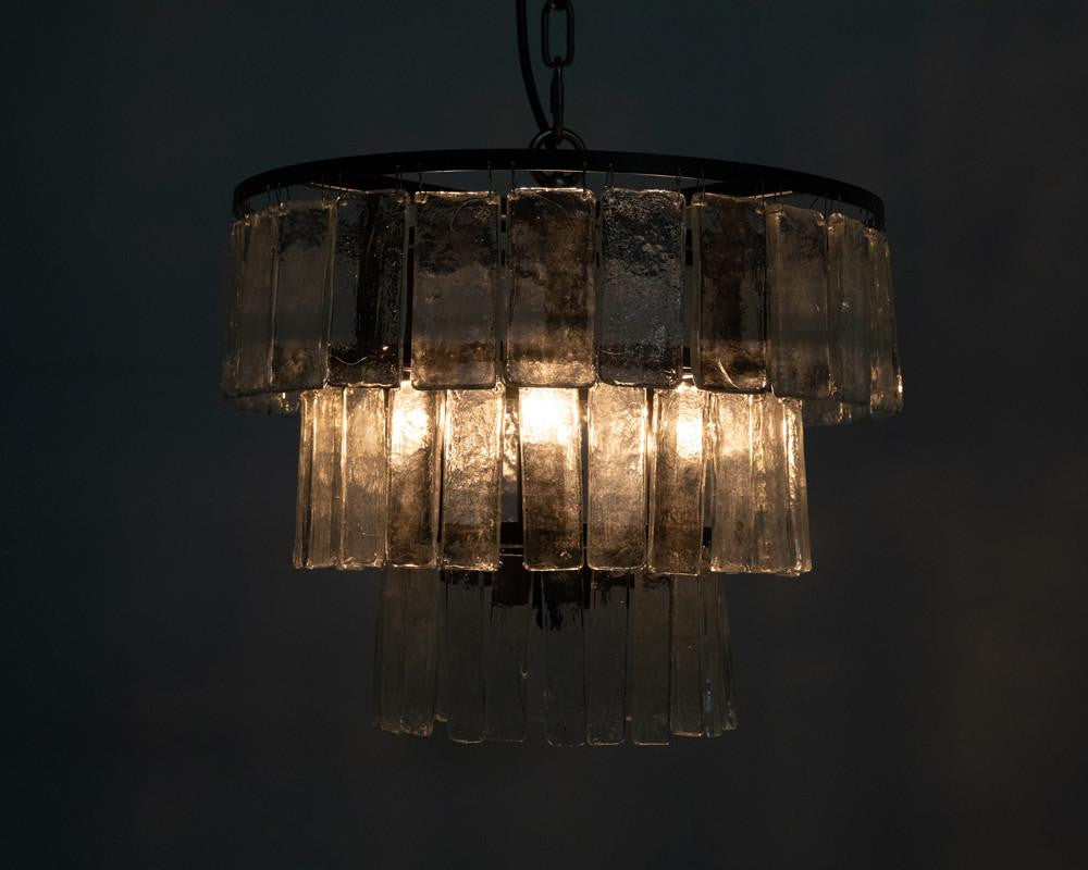 Noir Carnegie Chandelier, 4-Light, Matte Black, Handblown Glass, 16"W (LAMP684S YUU6013GVF)