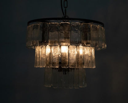Noir Carnegie Chandelier, 4-Light, Matte Black, Handblown Glass, 16"W (LAMP684S YUU6013GVF)