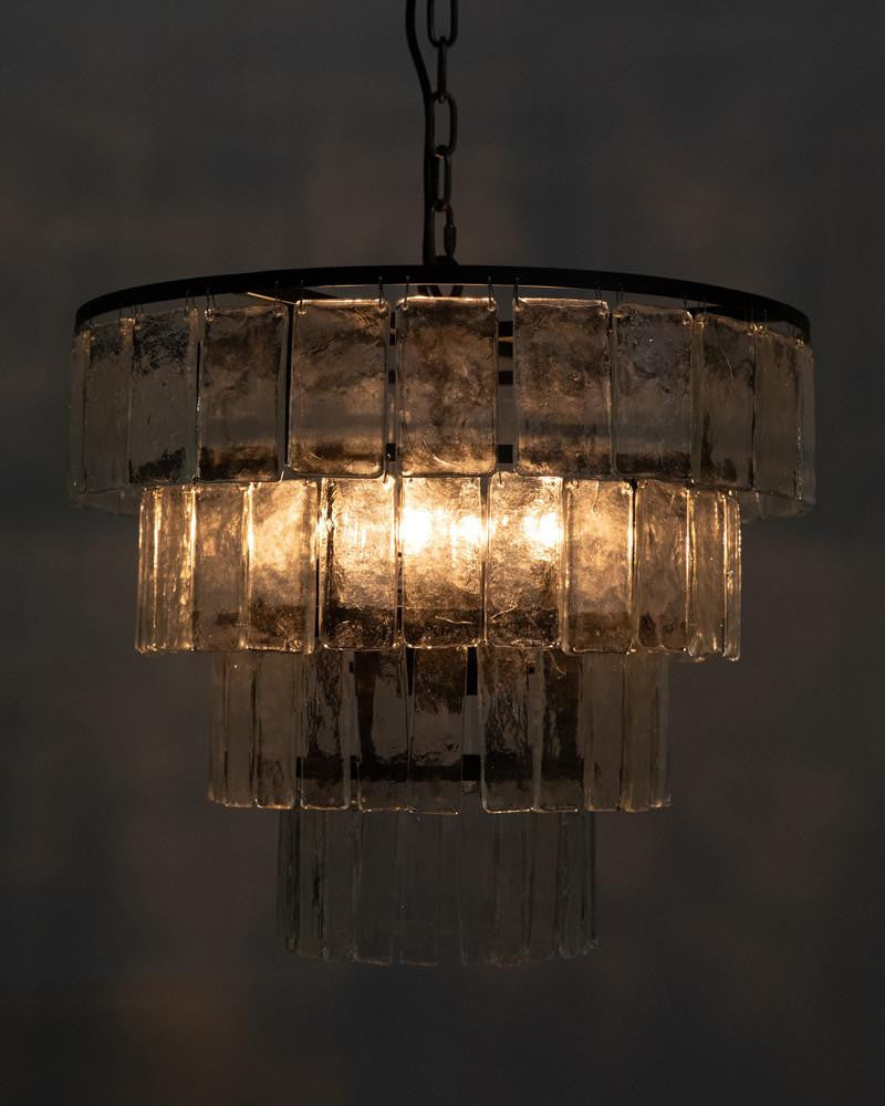 Noir Carnegie Chandelier, 4-Light, Matte Black, Handblown Glass, 20"W (LAMP684M YUU6013GVE)