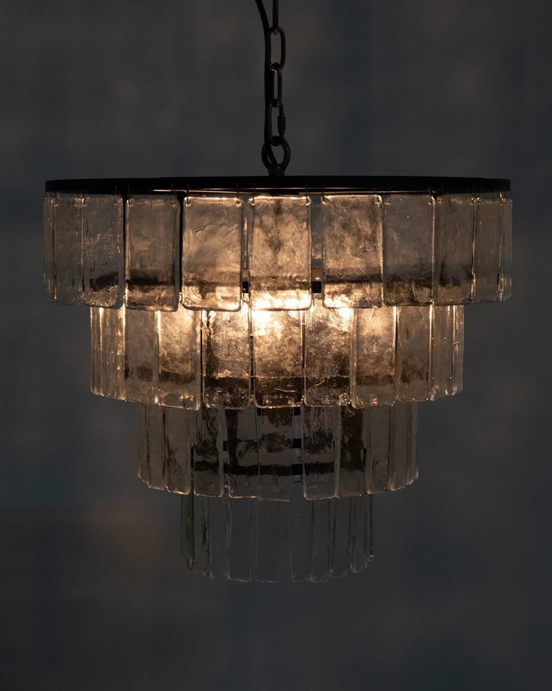 Noir Carnegie Chandelier, 4-Light, Matte Black, Handblown Glass, 20"W (LAMP684M YUU6013GVE)