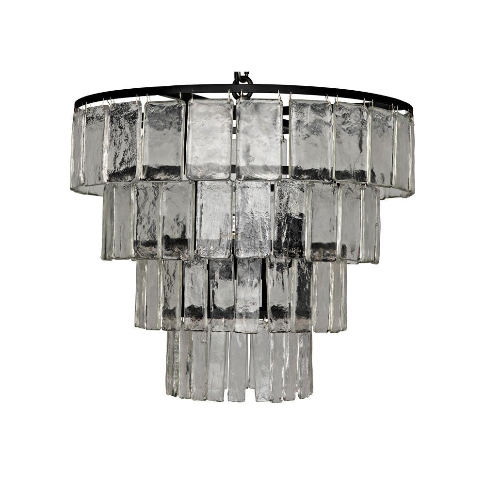 Noir Carnegie Chandelier, 4-Light, Matte Black, Handblown Glass, 20"W (LAMP684M YUU6013GVE)
