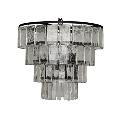 Noir Carnegie Chandelier, 4-Light, Matte Black, Handblown Glass, 20"W (LAMP684M YUU6013GVE)