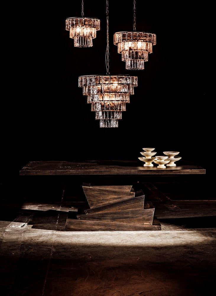Noir Carnegie Chandelier, 8-Light, Matte Black, Handblown Glass, 28"W (LAMP684L YUU6013GVD)
