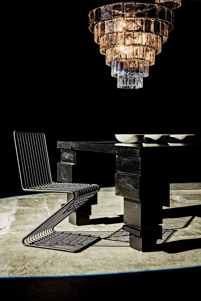 Noir Carnegie Chandelier, 8-Light, Matte Black, Handblown Glass, 28"W (LAMP684L YUU6013GVD)