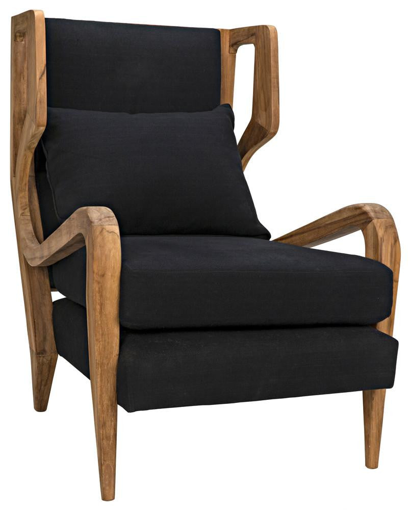 Noir Carol Lounge Chair Natural, Black