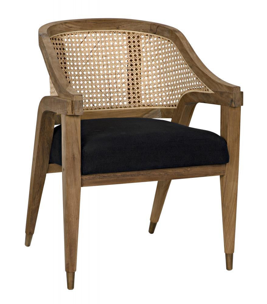 Noir Chloe Dining Chair Natural, Black