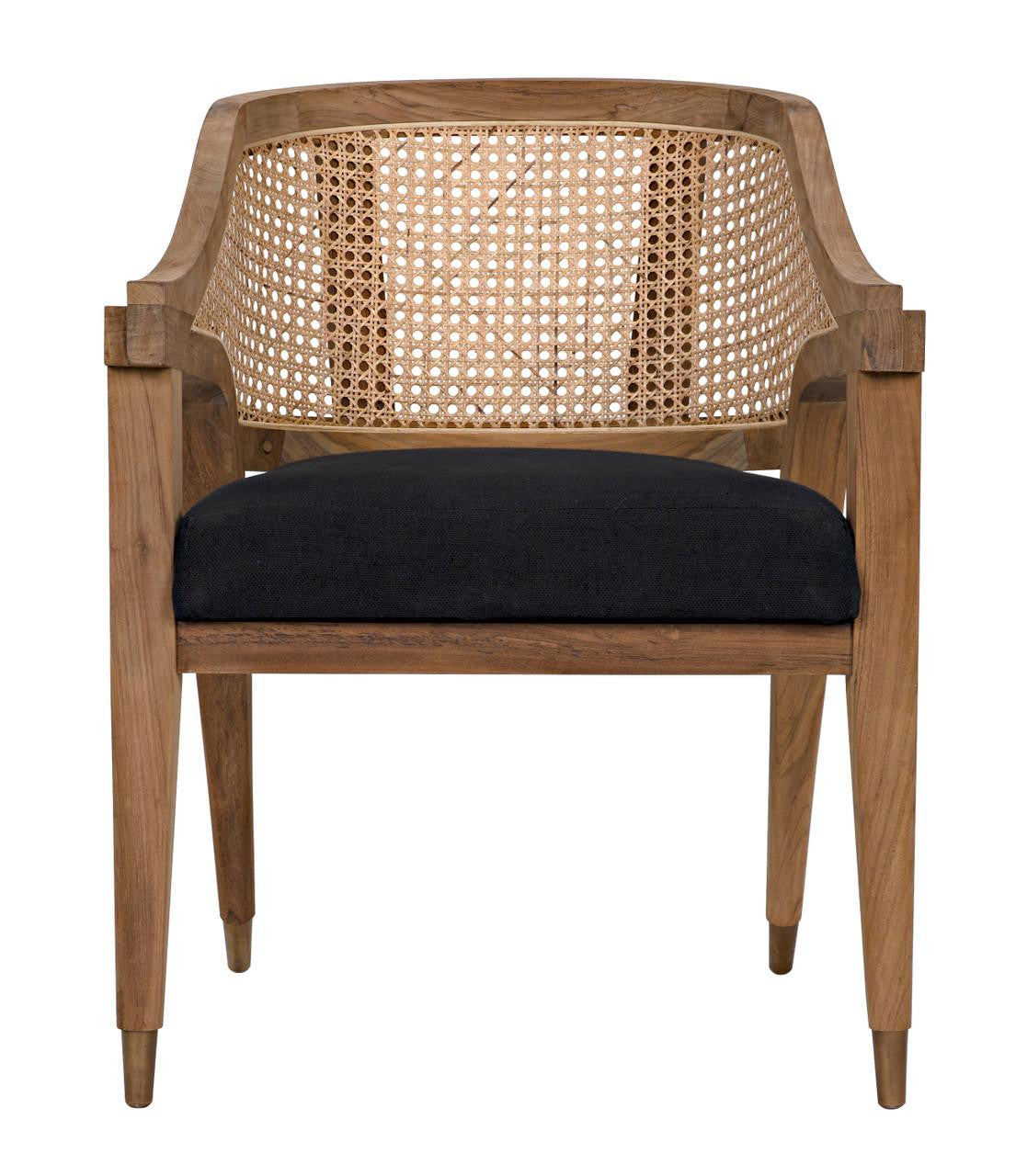 Noir Chloe Dining Chair, Natural, Black Cotton Fabric, 33"H (GCHA283T YUU6013JVE)