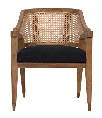 Noir Chloe Dining Chair, Natural, Black Cotton Fabric, 33"H (GCHA283T YUU6013JVE)