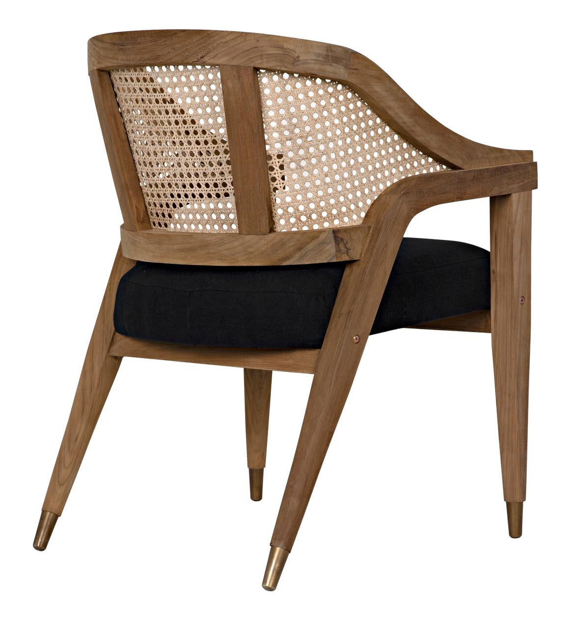 Noir Chloe Dining Chair, Natural, Black Cotton Fabric, 33"H (GCHA283T YUU6013JVE)