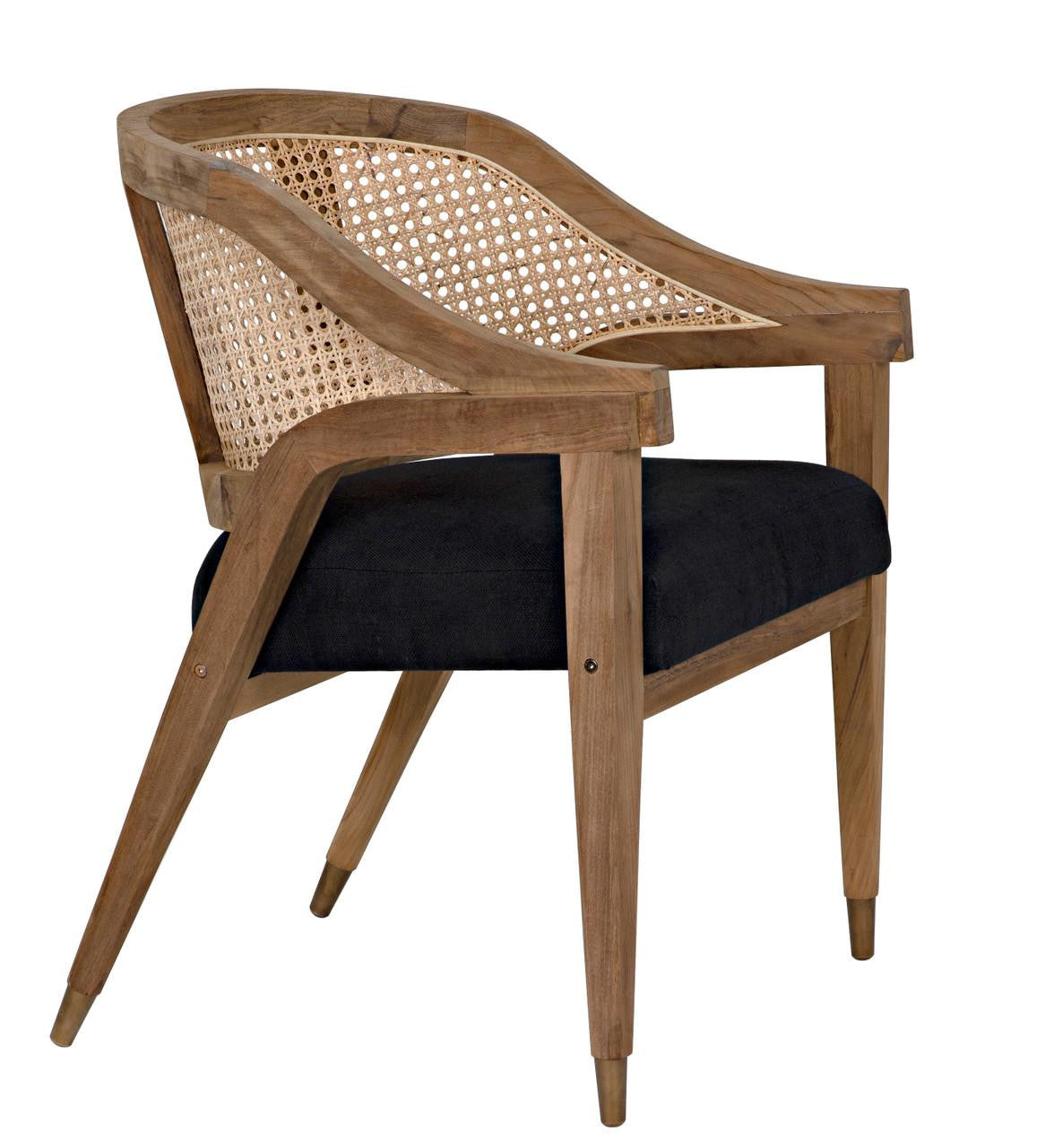 Noir Chloe Dining Chair, Natural, Black Cotton Fabric, 33"H (GCHA283T YUU6013JVE)