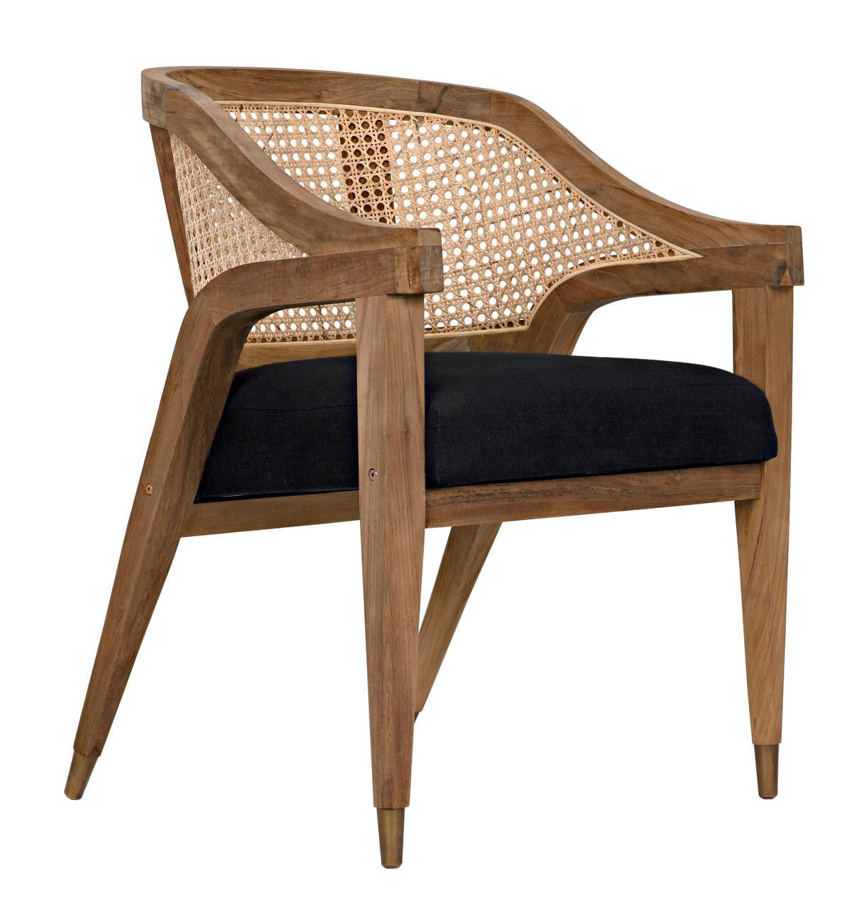 Noir Chloe Dining Chair, Natural, Black Cotton Fabric, 33"H (GCHA283T YUU6013JVE)