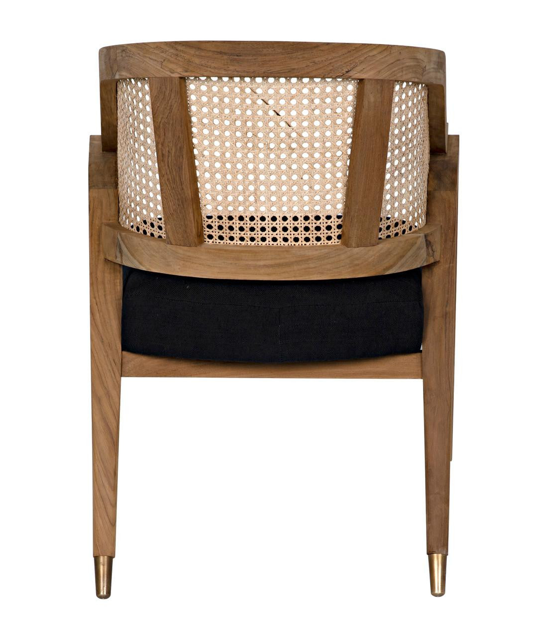 Noir Chloe Dining Chair, Natural, Black Cotton Fabric, 33"H (GCHA283T YUU6013JVE)