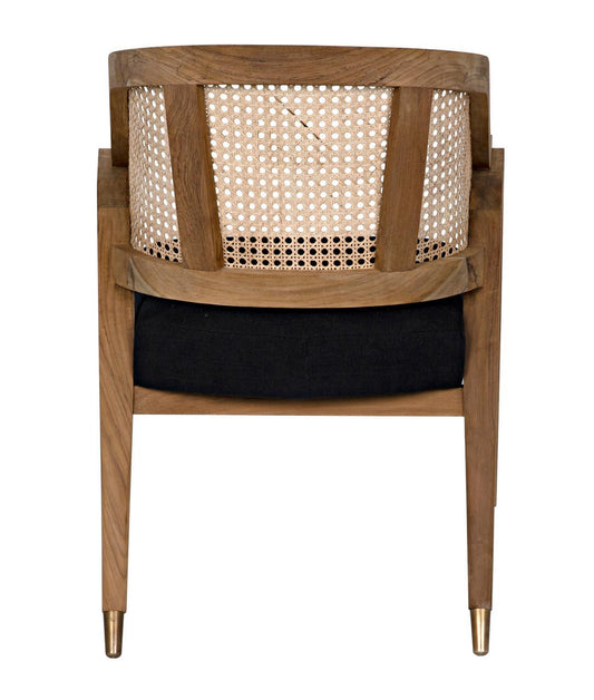 Noir Chloe Dining Chair, Natural, Black Cotton Fabric, 33"H (GCHA283T YUU6013JVE)