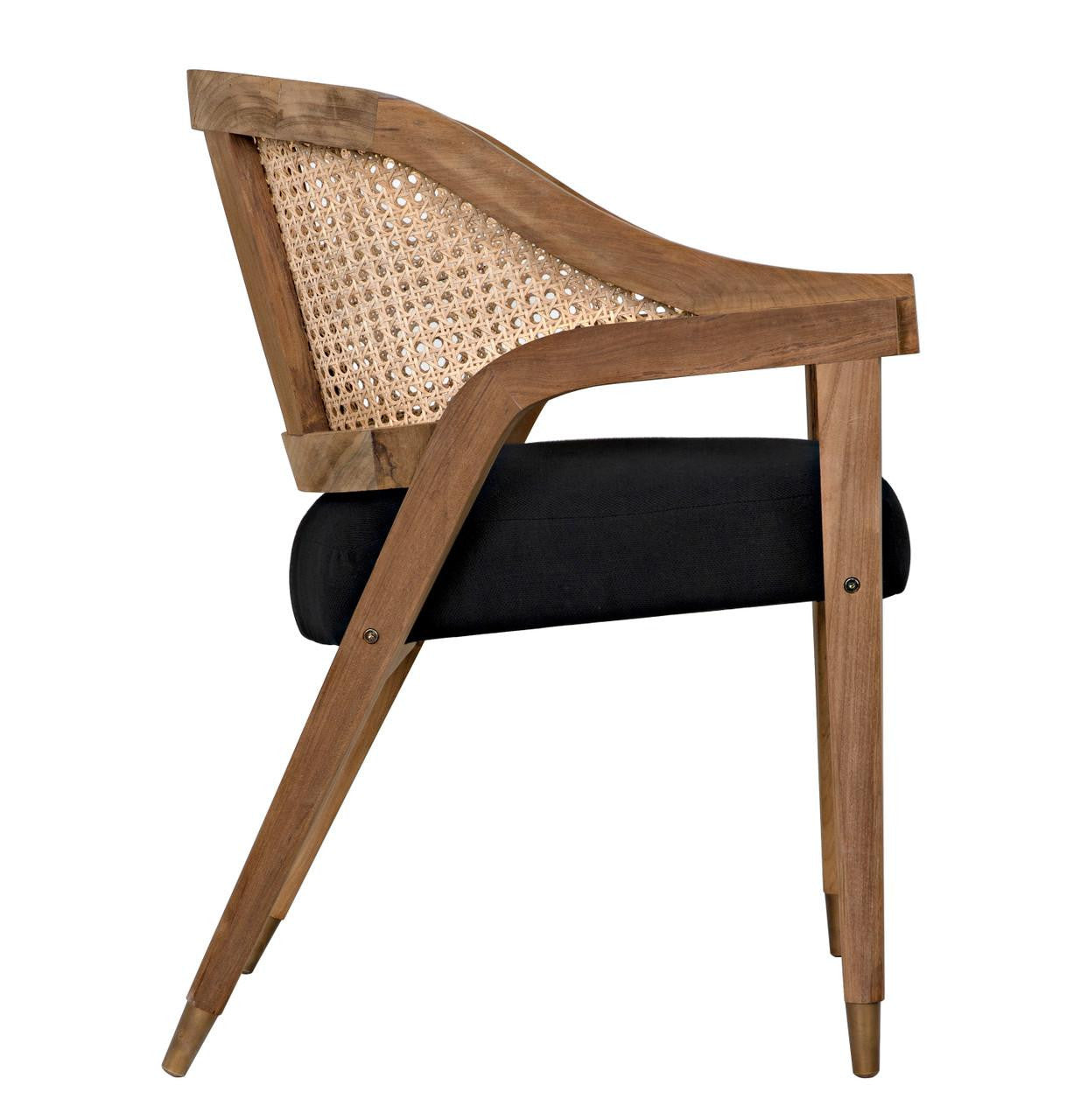 Noir Chloe Dining Chair, Natural, Black Cotton Fabric, 33"H (GCHA283T YUU6013JVE)