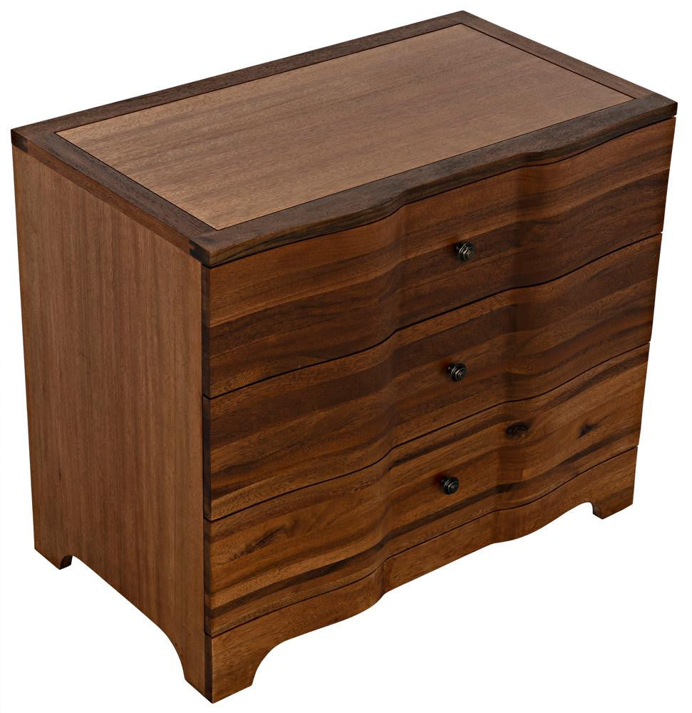 Noir Claudie Chest, 3-Drawer, Dark Walnut, 38"W GDRE202DW, Noir GDRE202DW YUU6013LUQ