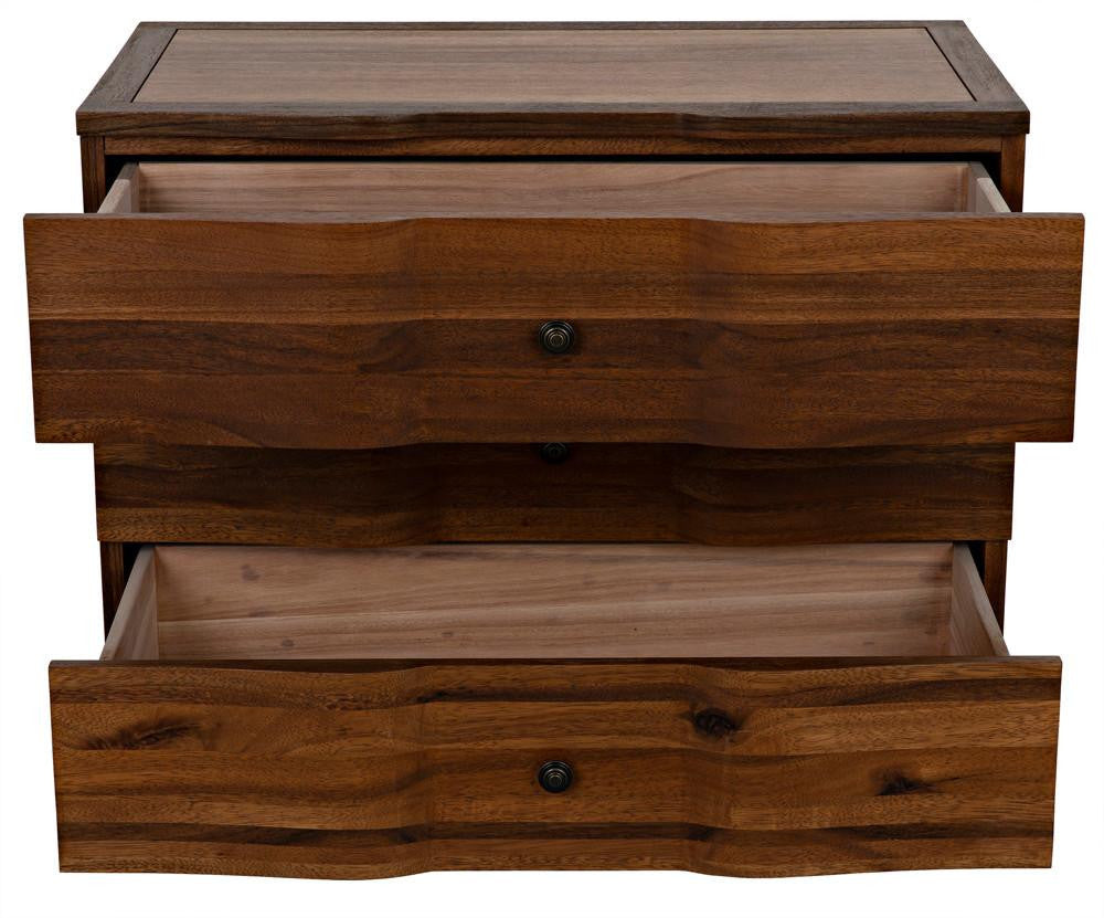 Noir Claudie Chest, 3-Drawer, Dark Walnut, 38"W GDRE202DW, Noir GDRE202DW YUU6013LUQ