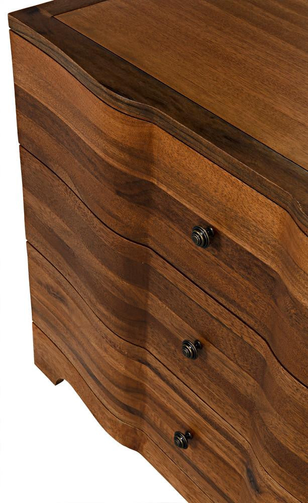 Noir Claudie Chest, 3-Drawer, Dark Walnut, 38"W GDRE202DW, Noir GDRE202DW YUU6013LUQ