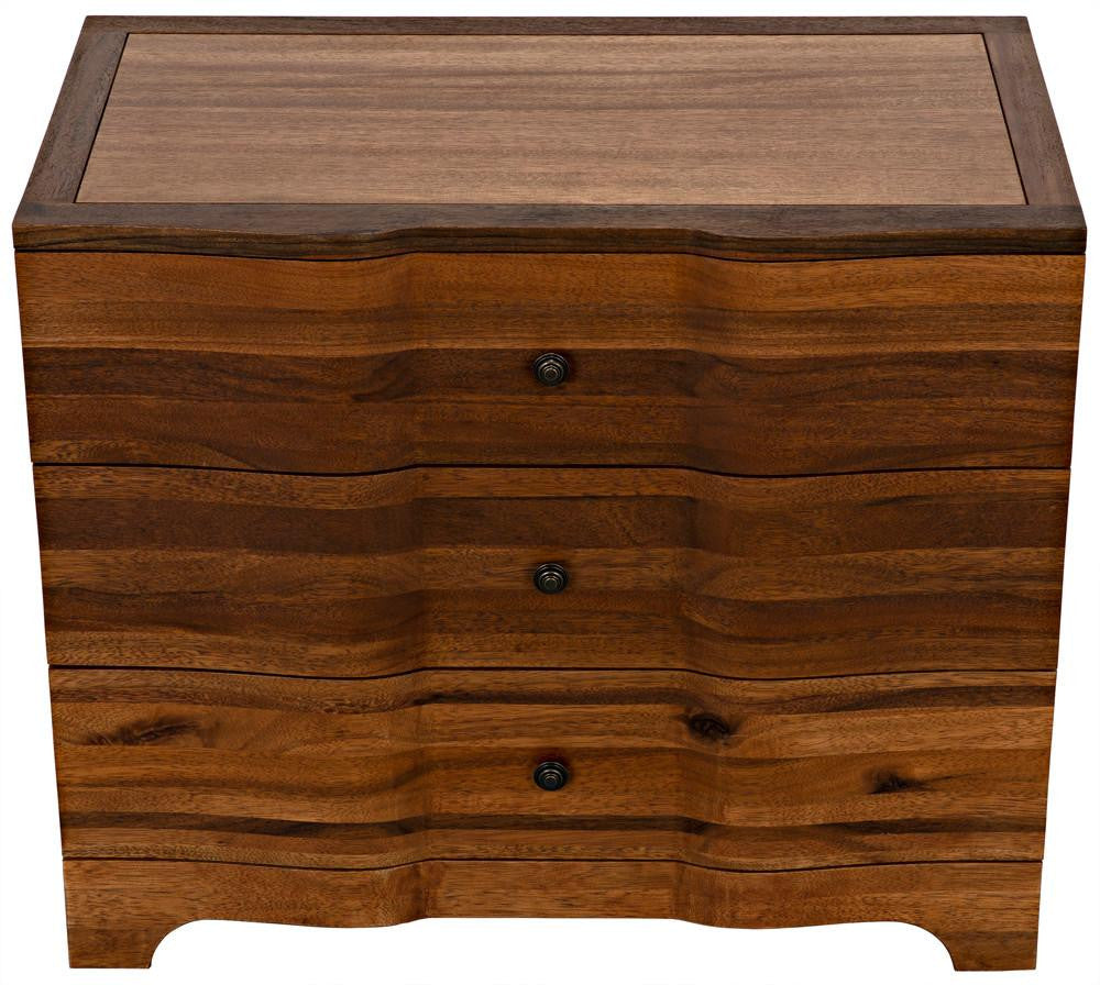 Noir Claudie Chest, 3-Drawer, Dark Walnut, 38"W GDRE202DW, Noir GDRE202DW YUU6013LUQ