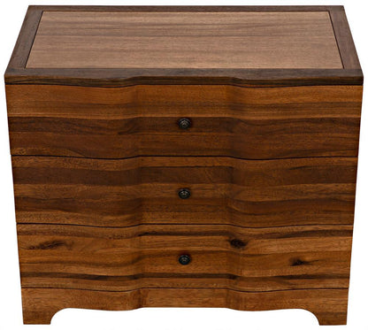 Noir Claudie Chest, 3-Drawer, Dark Walnut, 38"W GDRE202DW, Noir GDRE202DW YUU6013LUQ