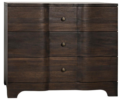 Noir Claudie Chest, 3-Drawer, Ebony Walnut, 38"W GDRE202EB, Noir GDRE202EB YUU6013LUR