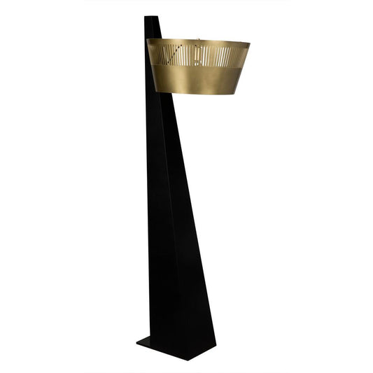 Noir Claudius Floor Lamp, 1-Light, Matte Black, Antique Brass, 68"H (LAMP759MB YUU6013GVL)