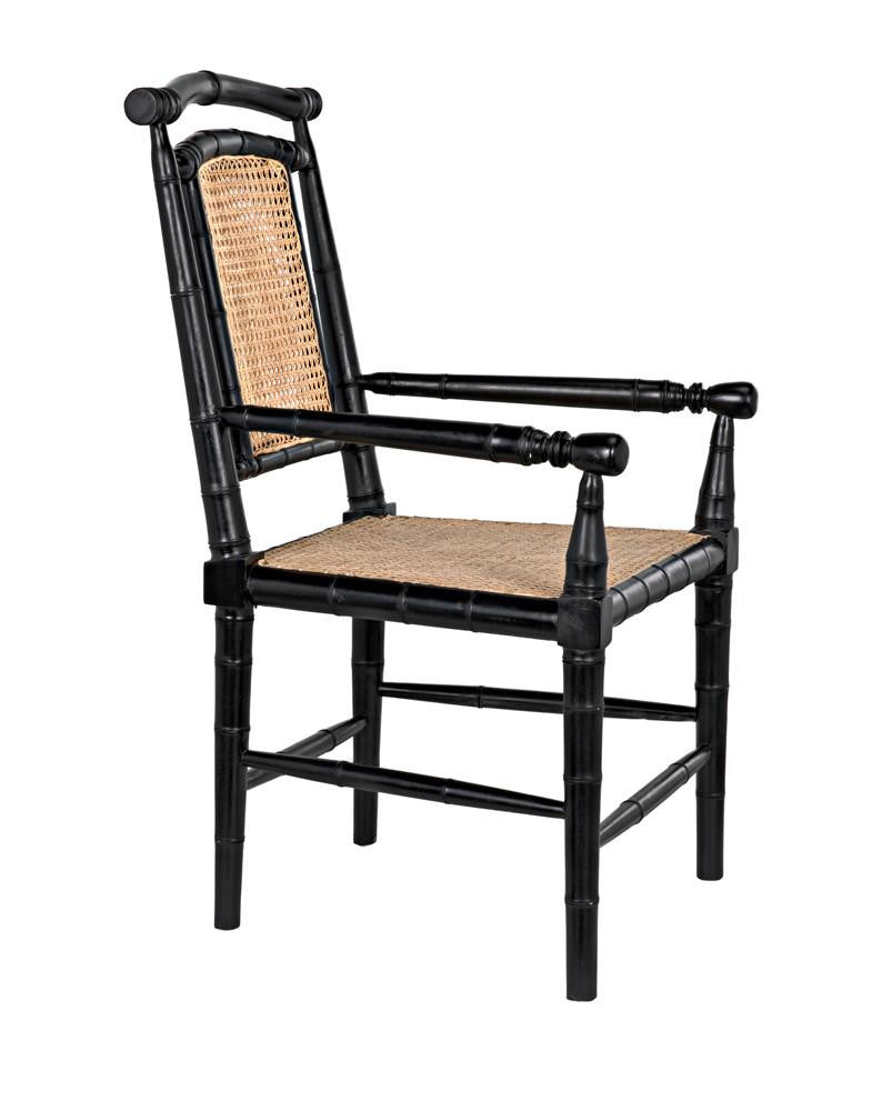 Noir Colonial Bamboo Arm Dining Chair