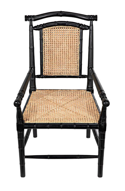 Noir Colonial Bamboo Arm Dining Chair