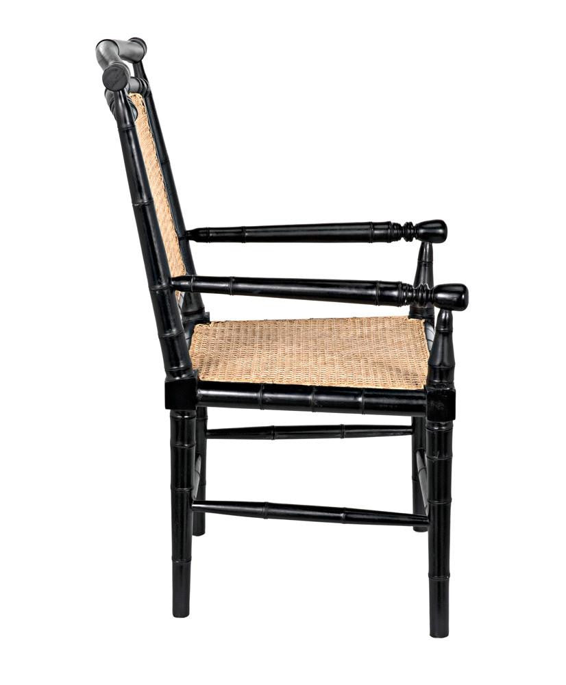 Noir Colonial Bamboo Arm Dining Chair