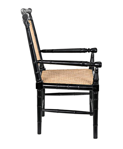 Noir Colonial Bamboo Arm Dining Chair