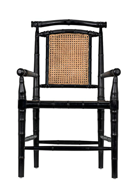Noir Colonial Bamboo Side Dining Chair Hand-Rubbed Black