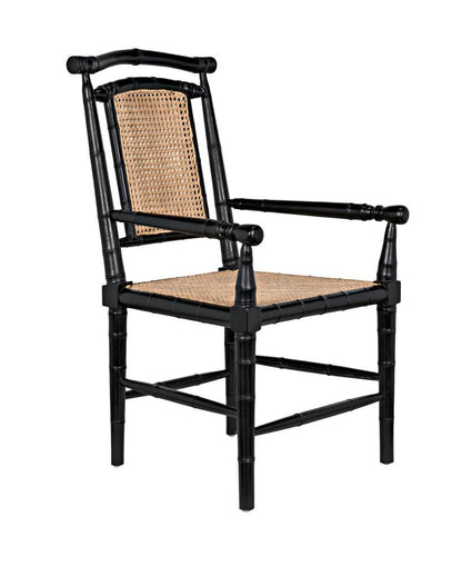 Noir Colonial Bamboo Arm Dining Chair
