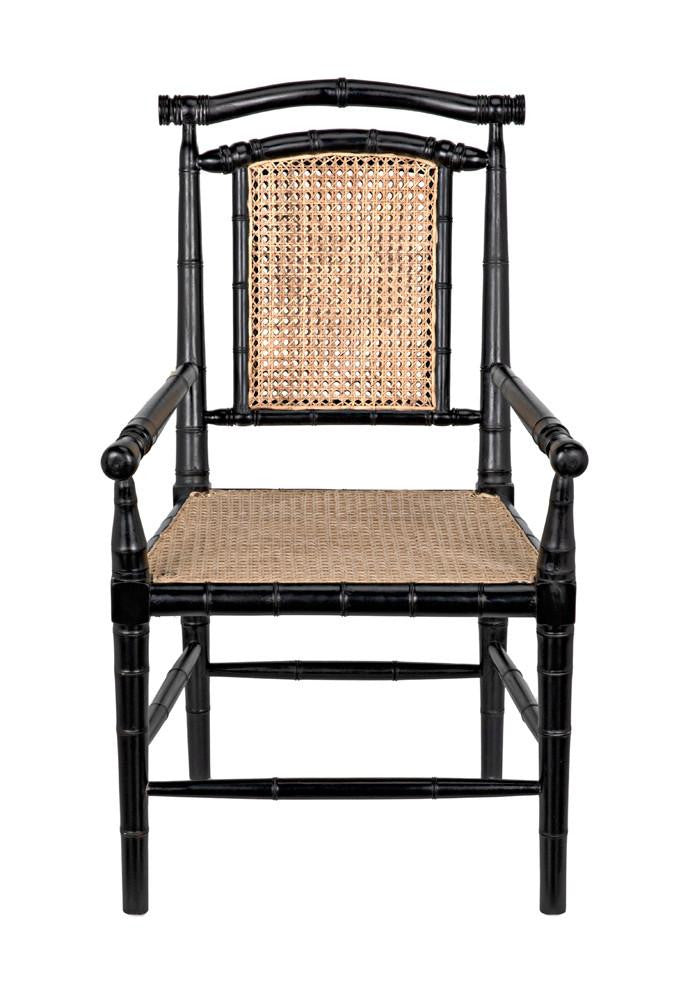 Noir Colonial Bamboo Arm Dining Chair