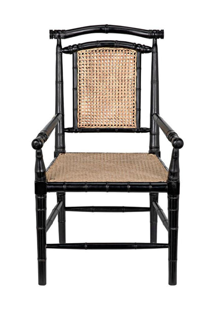Noir Colonial Bamboo Arm Dining Chair