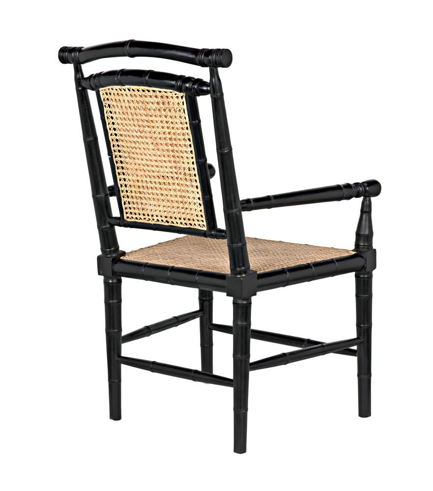 Noir Colonial Bamboo Arm Dining Chair
