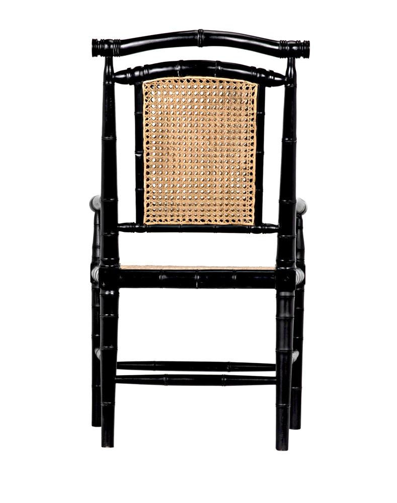 Noir Colonial Bamboo Arm Dining Chair