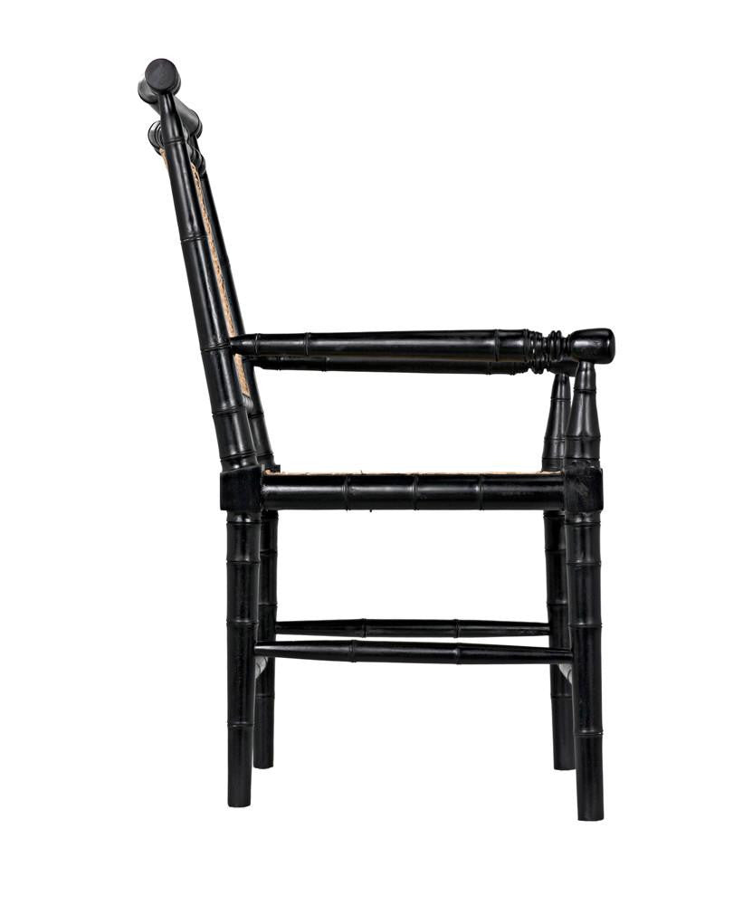 Noir Colonial Bamboo Arm Dining Chair