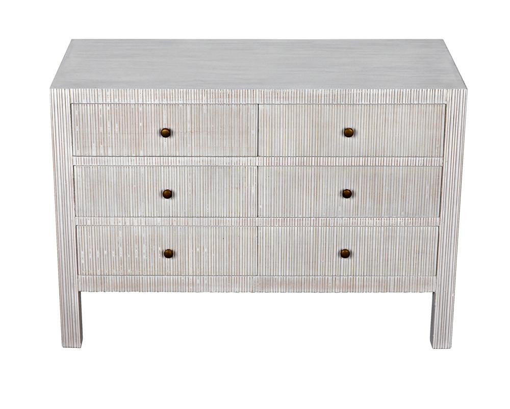Noir Conrad Dresser, 6-Drawer, White Wash, 47.5"W GDRE221WH, Noir GDRE221WH YUU6013LUU