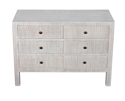 Noir Conrad Dresser, 6-Drawer, White Wash, 47.5"W GDRE221WH, Noir GDRE221WH YUU6013LUU